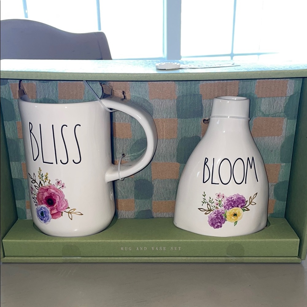 Rae Dunn Bliss / Bloom Floral Mug and Vase Set